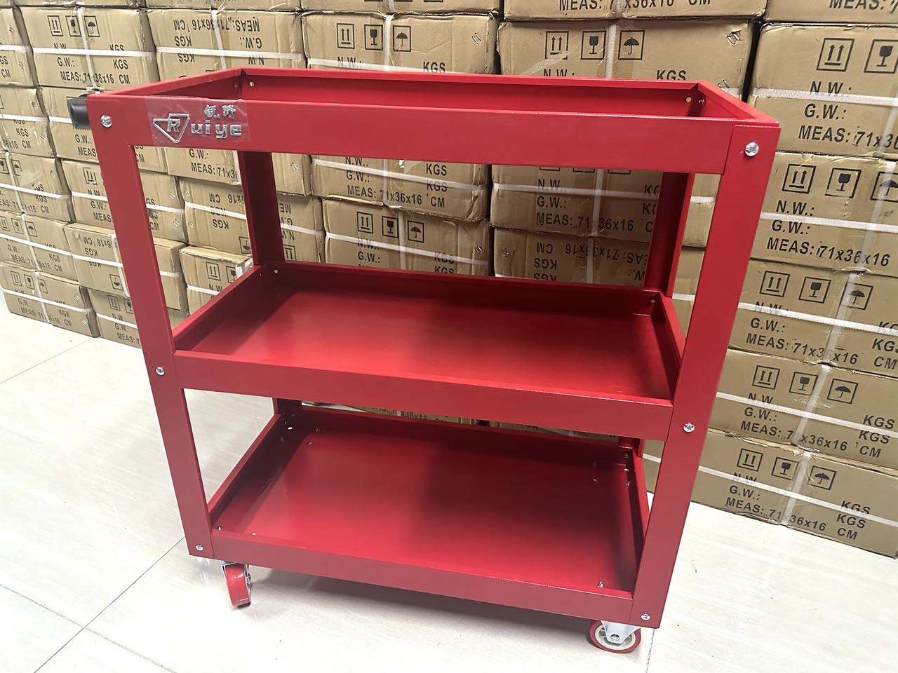 3 Tier Rolling Tool Utility Cart Red Heavy Duty Organizer with Storage Drawer Industrial Commercial Service Cart