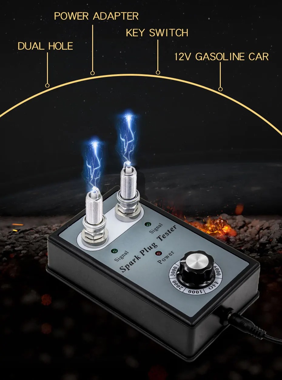 10Pcs/lot Car Spark Plug Tester Ignition Testers Automotive Diagnostic Tool Double Hole Analyzer for 12V Gasoline Vehicles Petrol Car