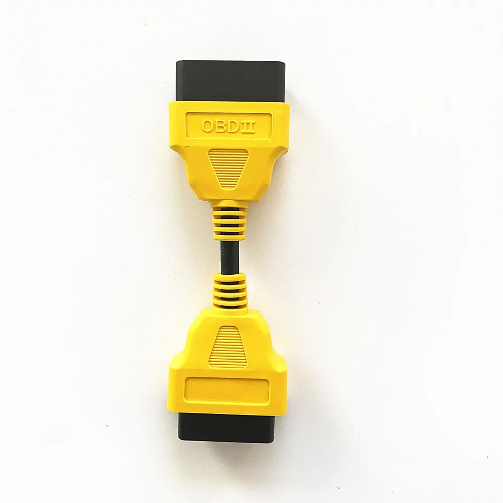 10Pcs/lot 13CM  OBD2 Male to Female 16 PIN Extension Cable Compatible for ELM327 OBDII extend connector 16PIN OBD Yellow adapter