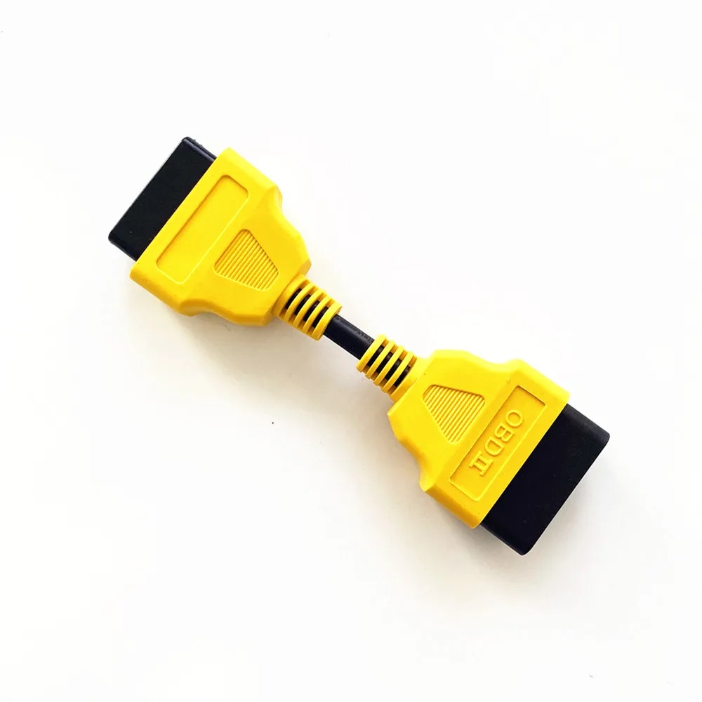 10Pcs/lot 13CM  OBD2 Male to Female 16 PIN Extension Cable Compatible for ELM327 OBDII extend connector 16PIN OBD Yellow adapter