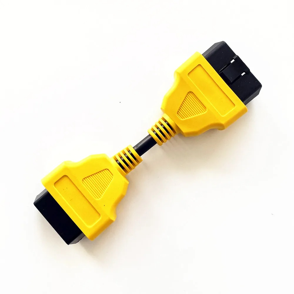 10Pcs/lot 13CM  OBD2 Male to Female 16 PIN Extension Cable Compatible for ELM327 OBDII extend connector 16PIN OBD Yellow adapter