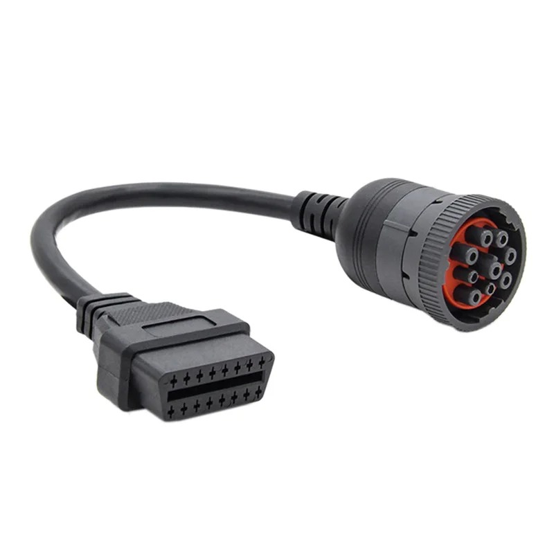  10Pcs/lot J1939 9pin to 16pin OBD 2 Tuck Cable 9 pin 16pin Female Cable  OBD2 Connector Truck Line for C-ummins