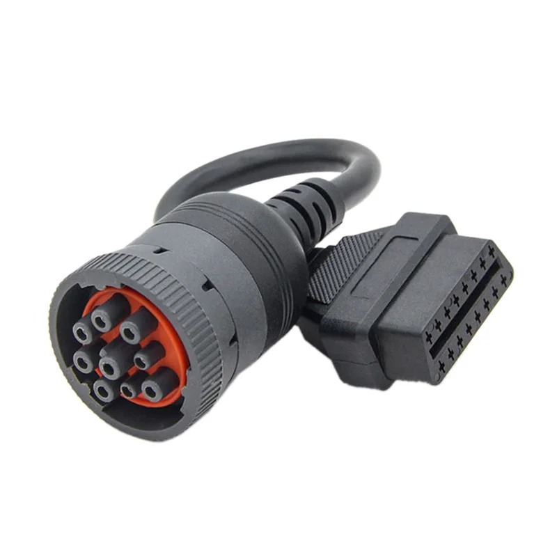  10Pcs/lot J1939 9pin to 16pin OBD 2 Tuck Cable 9 pin 16pin Female Cable  OBD2 Connector Truck Line for C-ummins