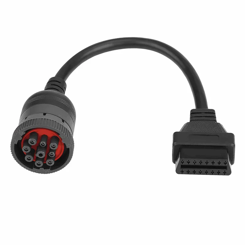  10Pcs/lot J1939 9pin to 16pin OBD 2 Tuck Cable 9 pin 16pin Female Cable  OBD2 Connector Truck Line for C-ummins