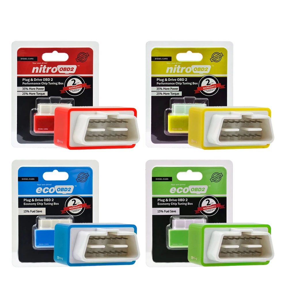 50Pcs/lot Nitro OBD2 EcoOBD2 ECU Chip Tuning Box Plug & Driver NitroOBD2 Eco OBD2 For Cars 15% Fuel Save More Power(Double board）