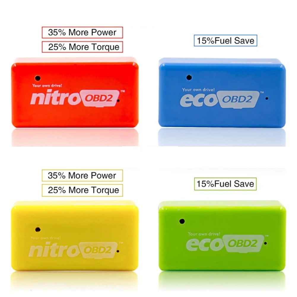 50Pcs/lot Nitro OBD2 EcoOBD2 ECU Chip Tuning Box Plug & Driver NitroOBD2 Eco OBD2 For Cars 15% Fuel Save More Power(Double board）
