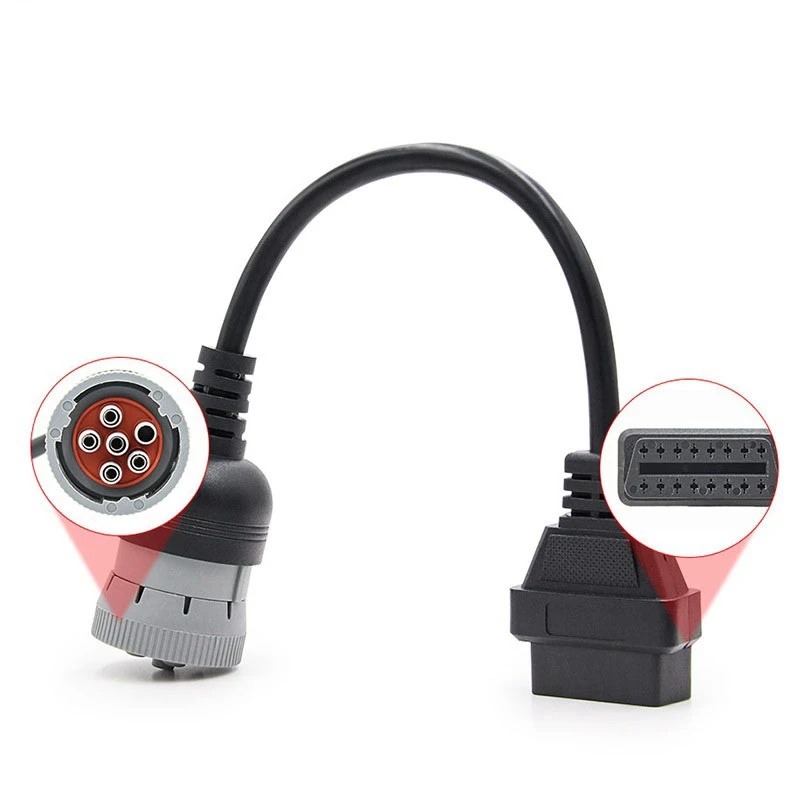 10Pcs/lot Truck Cable Adapter Converter Cable OBD1 To OBD2 For J1708 6Pin Female Car Diagnostic Tool To OBD2 16Pin