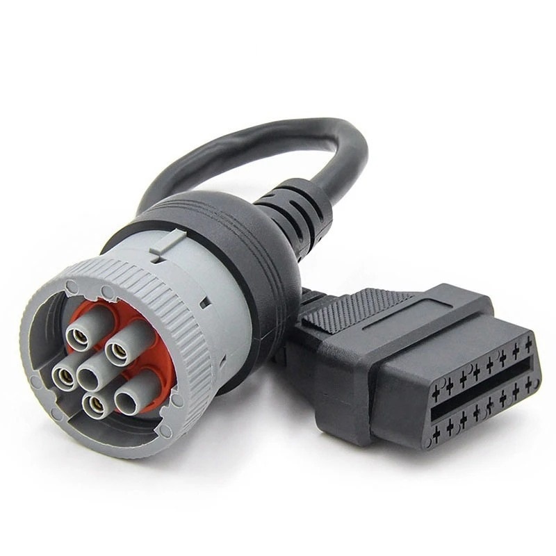 10Pcs/lot Truck Cable Adapter Converter Cable OBD1 To OBD2 For J1708 6Pin Female Car Diagnostic Tool To OBD2 16Pin