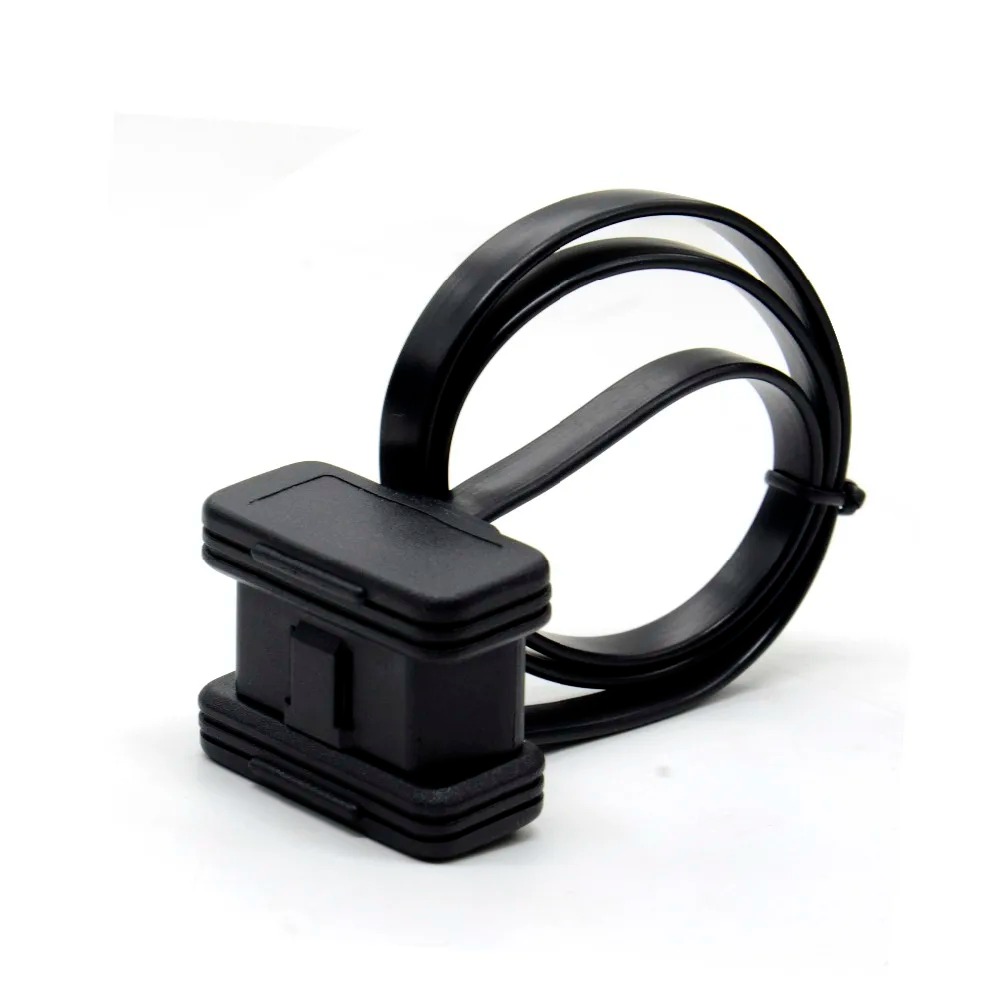 50Pcs/lot 30cm Flat Thin 16Pin OBD 2 Extender OBD2 16 Pin ELM327 Male To Female Adapter Elbow OBDII Extension Connector Cable
