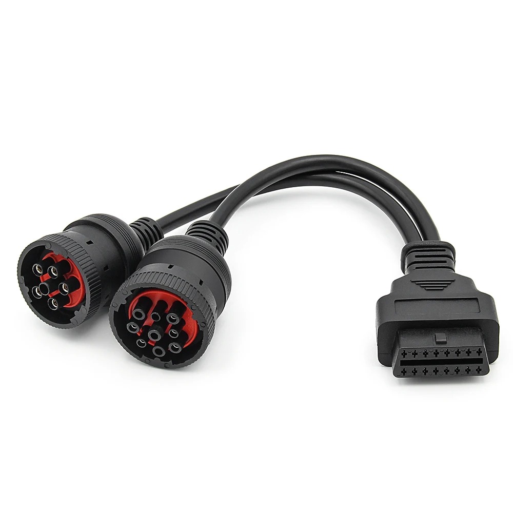10Pcs/lot OBD2 Truck Diagnostic Tool 16 Pin Cable J1708 J1939 Connector OBD to OBD2 6 Pin 9 Pin for C-ummins for Deutsch for Cat Truck