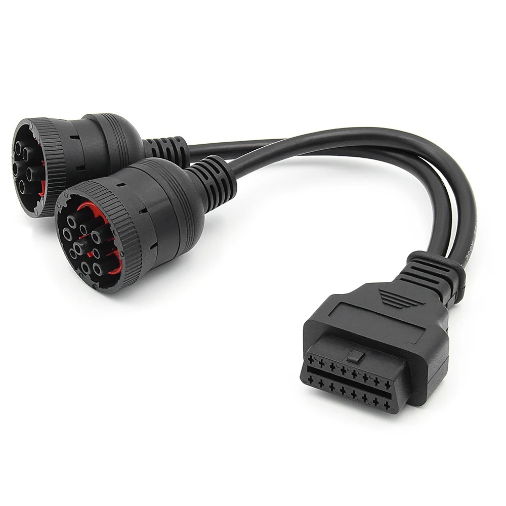 10Pcs/lot OBD2 Truck Diagnostic Tool 16 Pin Cable J1708 J1939 Connector OBD to OBD2 6 Pin 9 Pin for C-ummins for Deutsch for Cat Truck