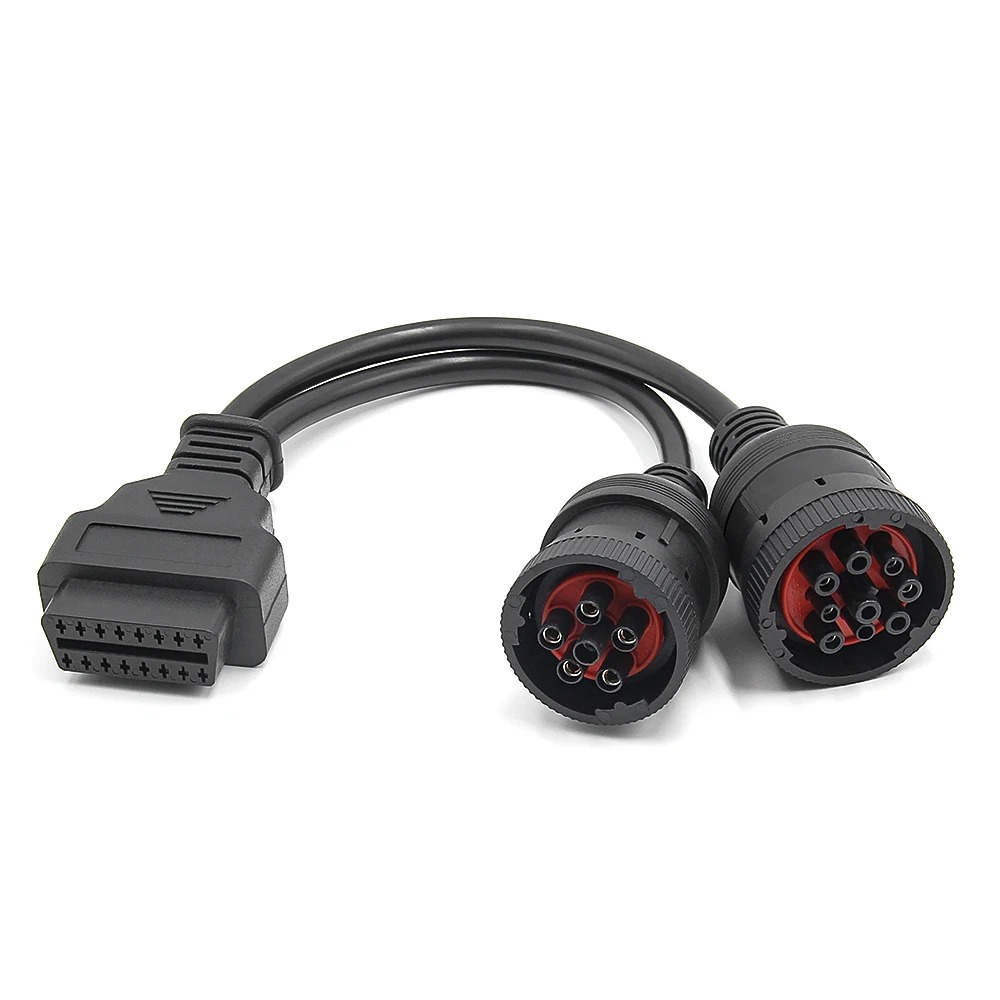 10Pcs/lot OBD2 Truck Diagnostic Tool 16 Pin Cable J1708 J1939 Connector OBD to OBD2 6 Pin 9 Pin for C-ummins for Deutsch for Cat Truck