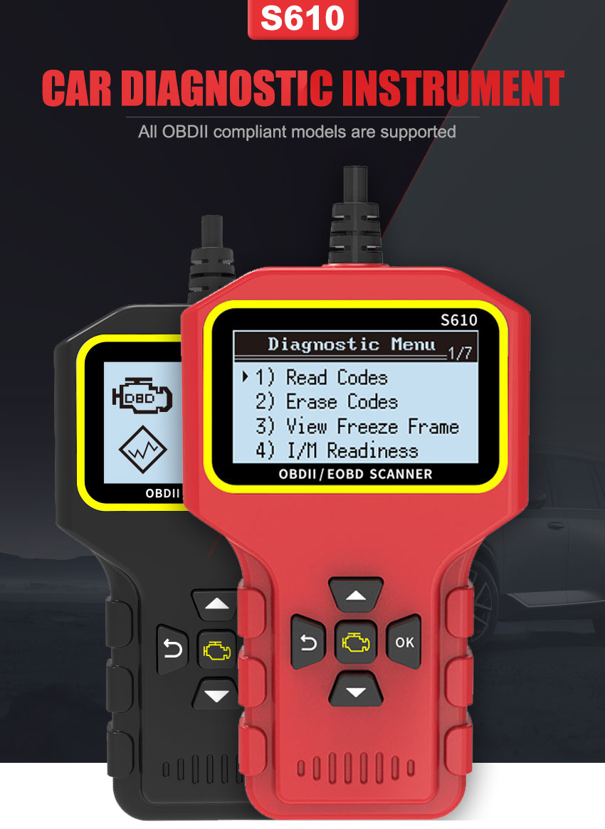 40pcs/lot S610 OBDII Code Reader Scanner OBD2 Code Scanner OBDII Car Scanner OBD2 Car Diagnostic Tool