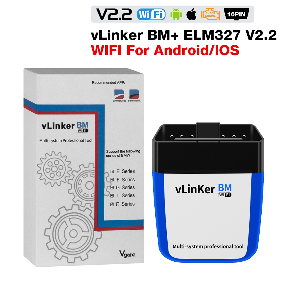 10Pcs/lot Vgate vLinker BM ELM327 For BMW Scanner for wifi /BT4.0/BT3.0 OBD2  Car Diagnostic Auto Scan Tool 