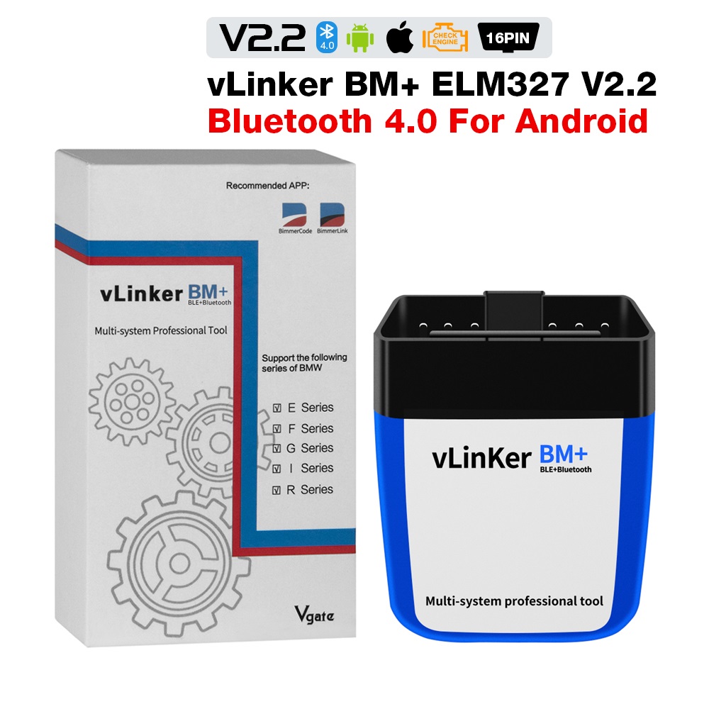 10Pcs/lot Vgate vLinker BM ELM327 For BMW Scanner for wifi /BT4.0/BT3.0 OBD2  Car Diagnostic Auto Scan Tool 