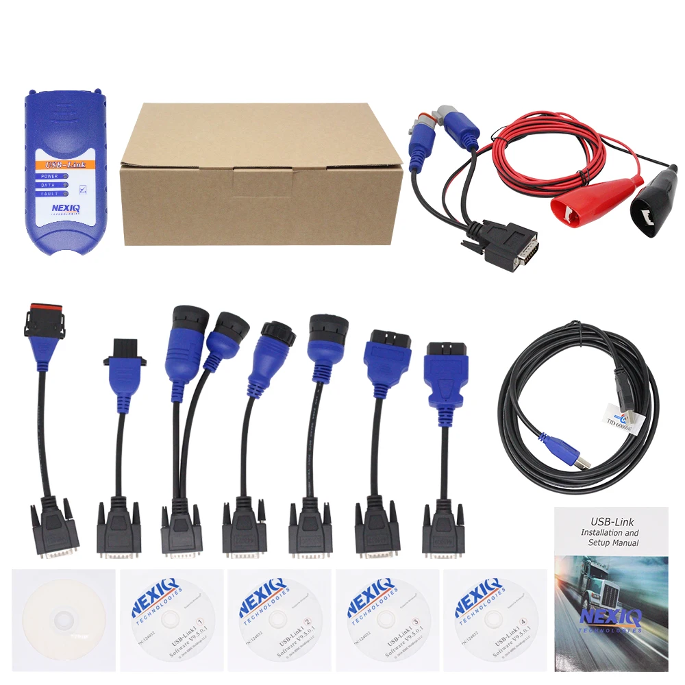 NEXIQ USB Link + Software Diesel Truck Diagnose Interface Heavy Duty OBD2 Truck Scanner Truck Diagnostic Tools with Plastic Box