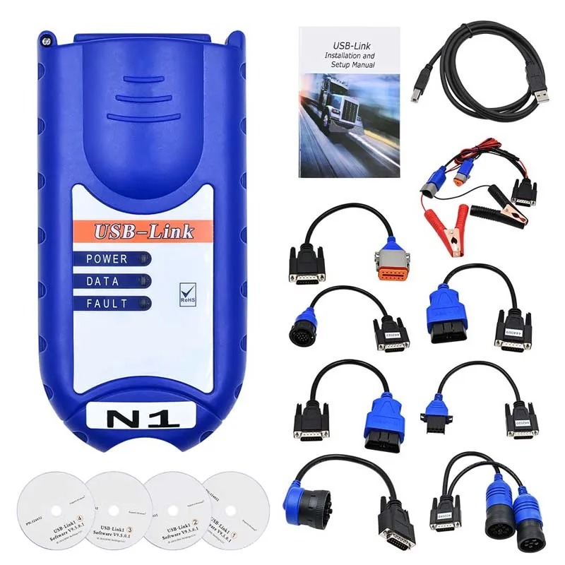 NEXIQ USB Link + Software Diesel Truck Diagnose Interface Heavy Duty OBD2 Truck Scanner Truck Diagnostic Tools with Plastic Box