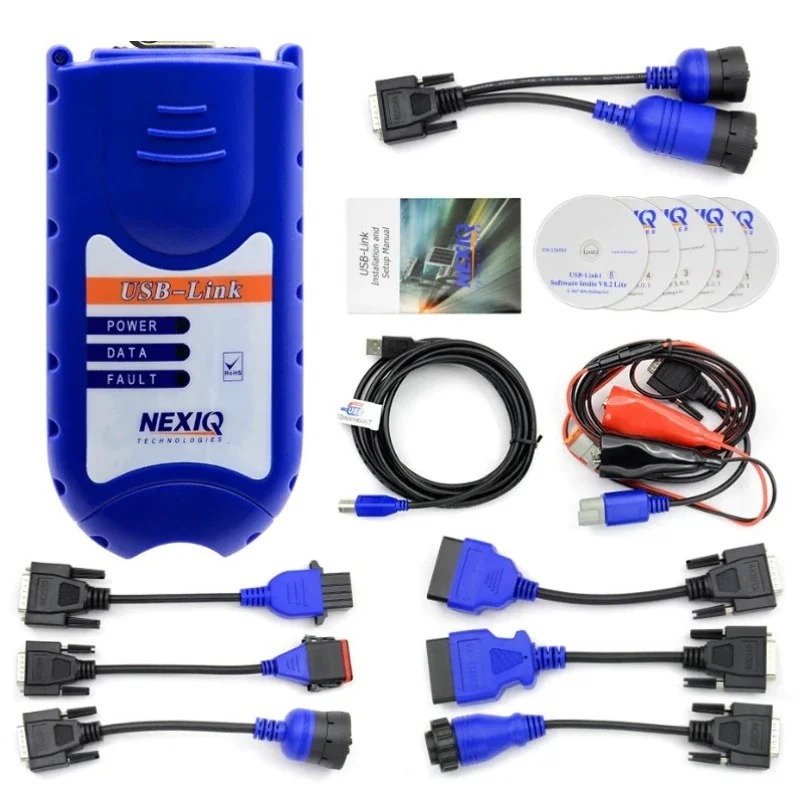 NEXIQ USB Link + Software Diesel Truck Diagnose Interface Heavy Duty OBD2 Truck Scanner Truck Diagnostic Tools with Plastic Box