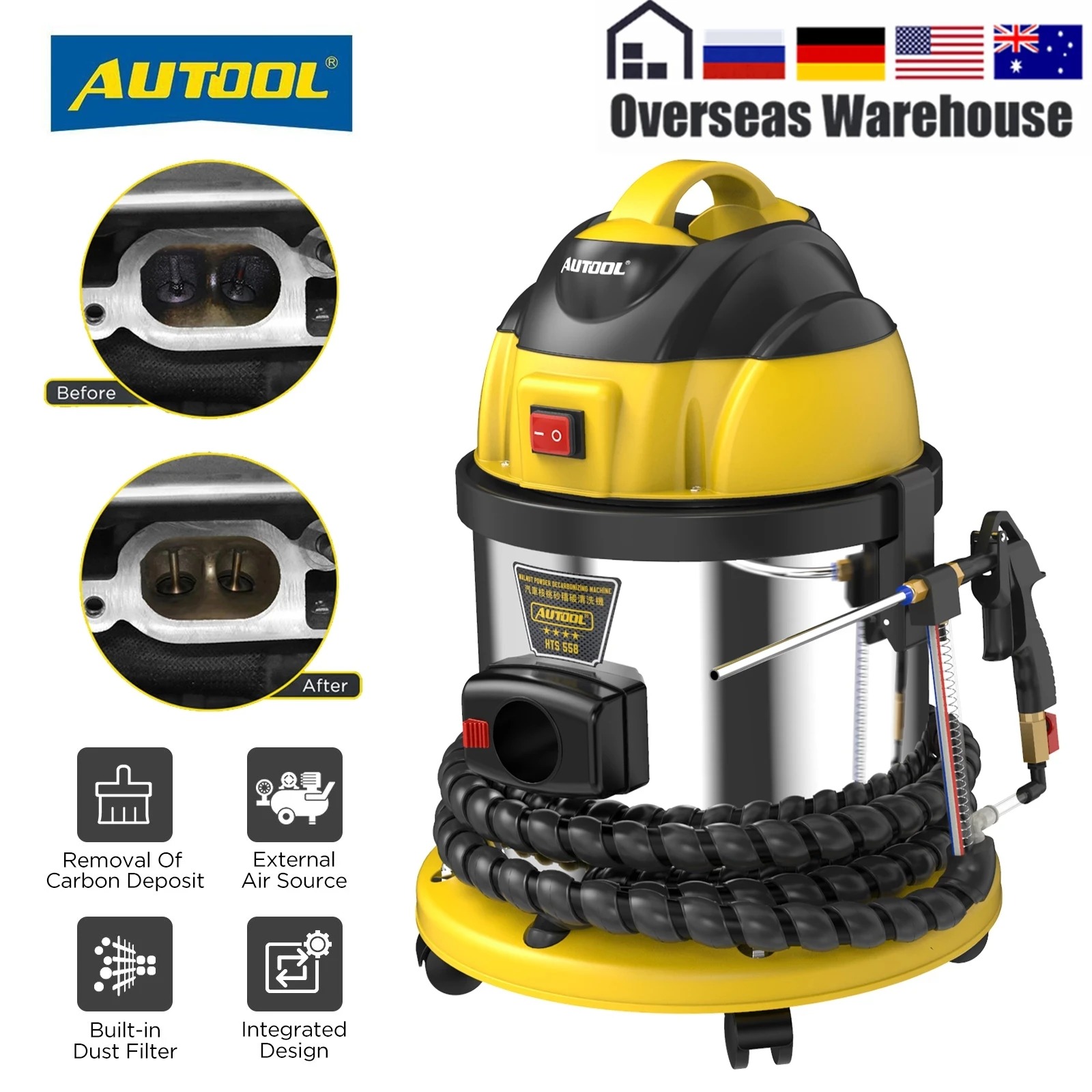 AUTOOL HTS558 Car Engine Carbon Deposition Cleaner Intake Pipe Valve Cleaning Machine Decarbonizing Automotive Decarbon Wash