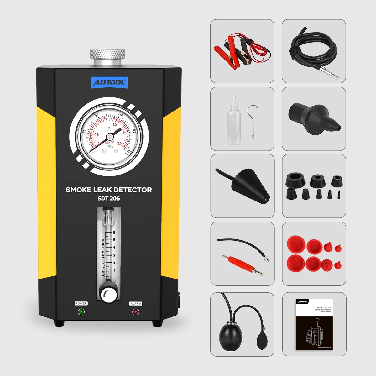 Autool SDT206 Upgraded Car Smoke Leak Detector Exhaust Smoke Meter Machines Leak Locator Automotive Diagnostic Of Pipe Systems