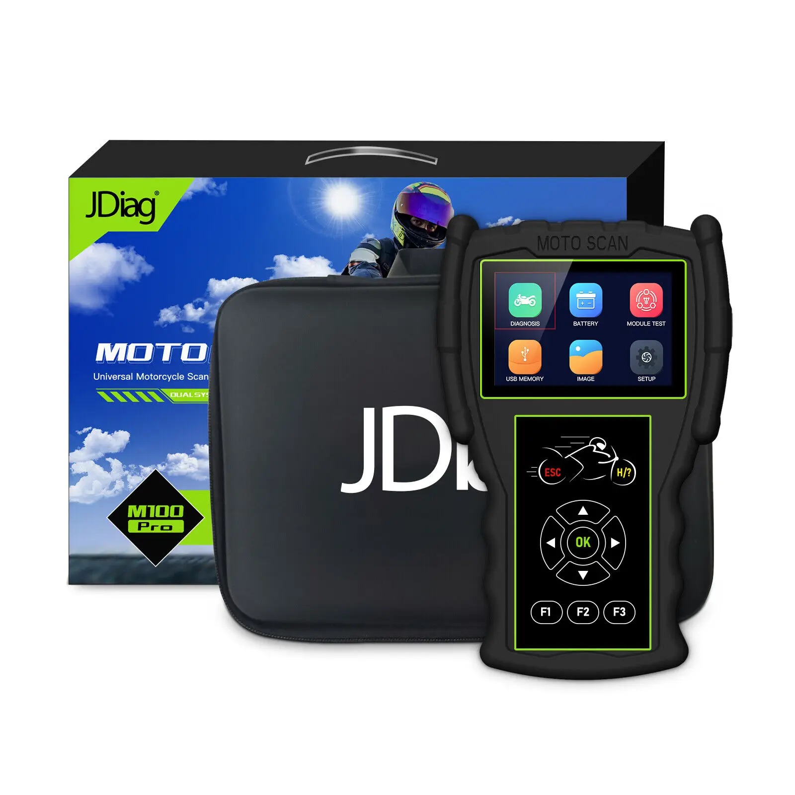 JDiag M100 Pro Full Cables Motorcycle Scanner D87 D88 Function Diagnostic Tool Diagnosis Scanner for Motorcycle