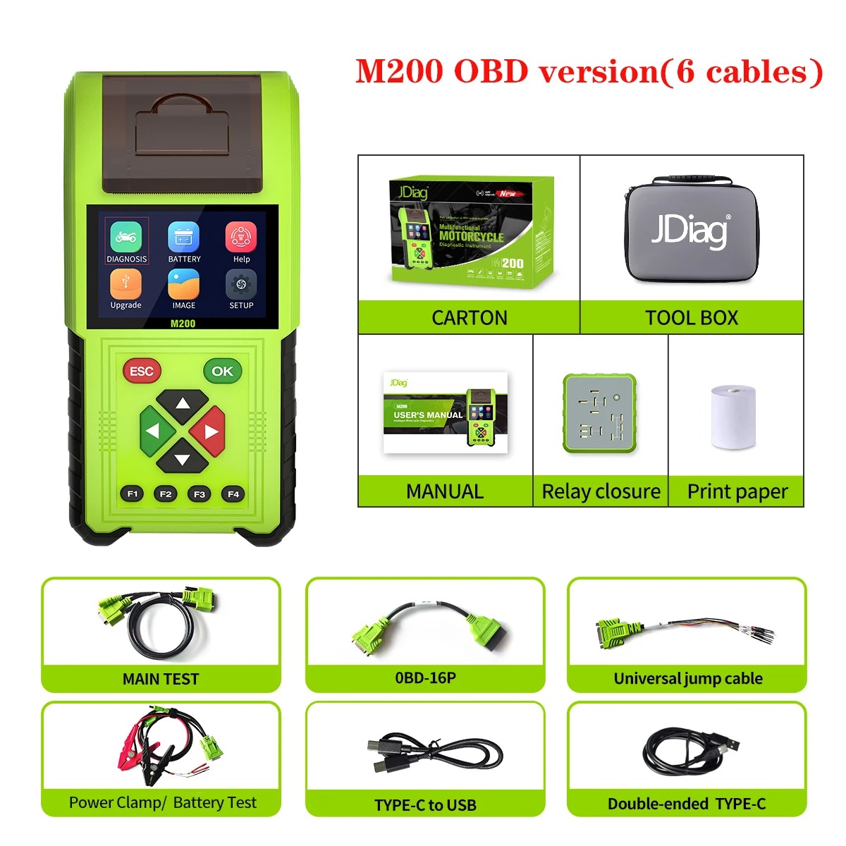 JDiag M200 Motorcycle Scanner Diagnostic Moto OBD2 Scanner Fault Data Code Reader For BMW/ Honda/ Yamaha /Kawasaki Moto Repair Tool