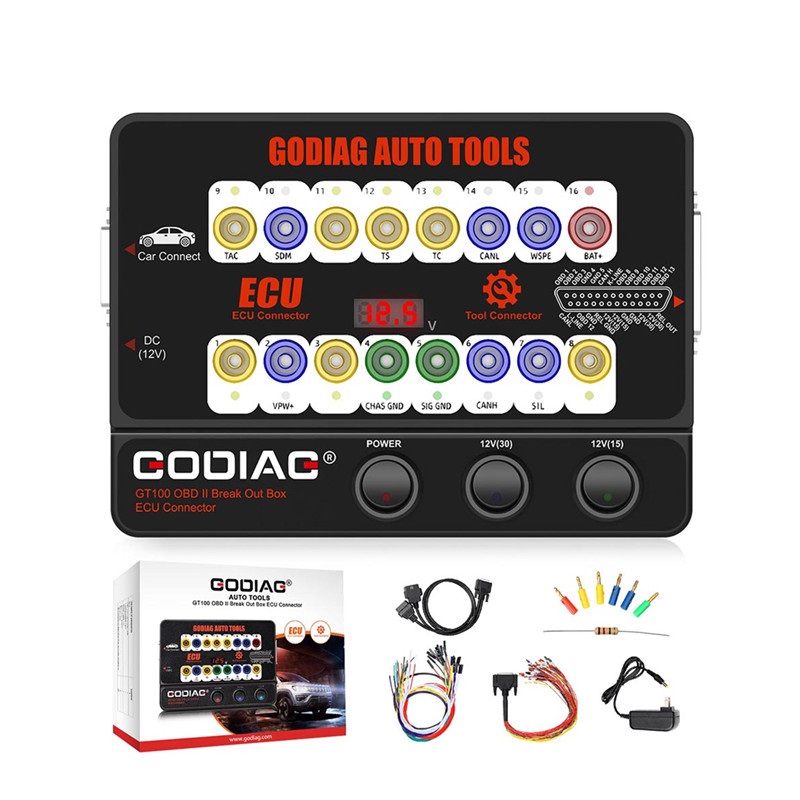 GODIAG GT100 AUTO TOOLS OBDII Break Out Box ECU Connector OBDII 16PIN Protocol Detector Breakout