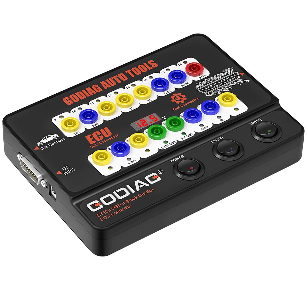 GODIAG GT100 AUTO TOOLS OBDII Break Out Box ECU Connector OBDII 16PIN Protocol Detector Breakout