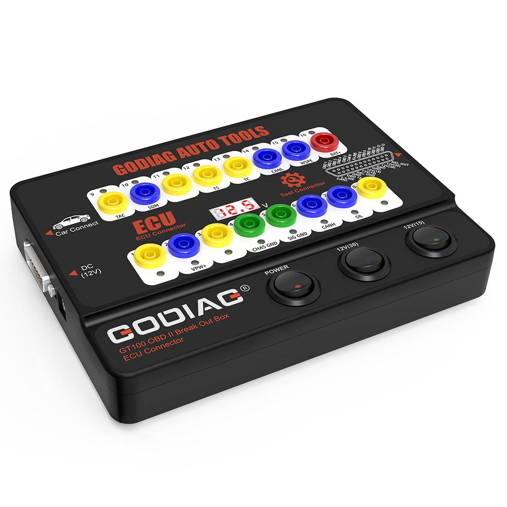 GODIAG GT100 AUTO TOOLS OBDII Break Out Box ECU Connector OBDII 16PIN Protocol Detector Breakout