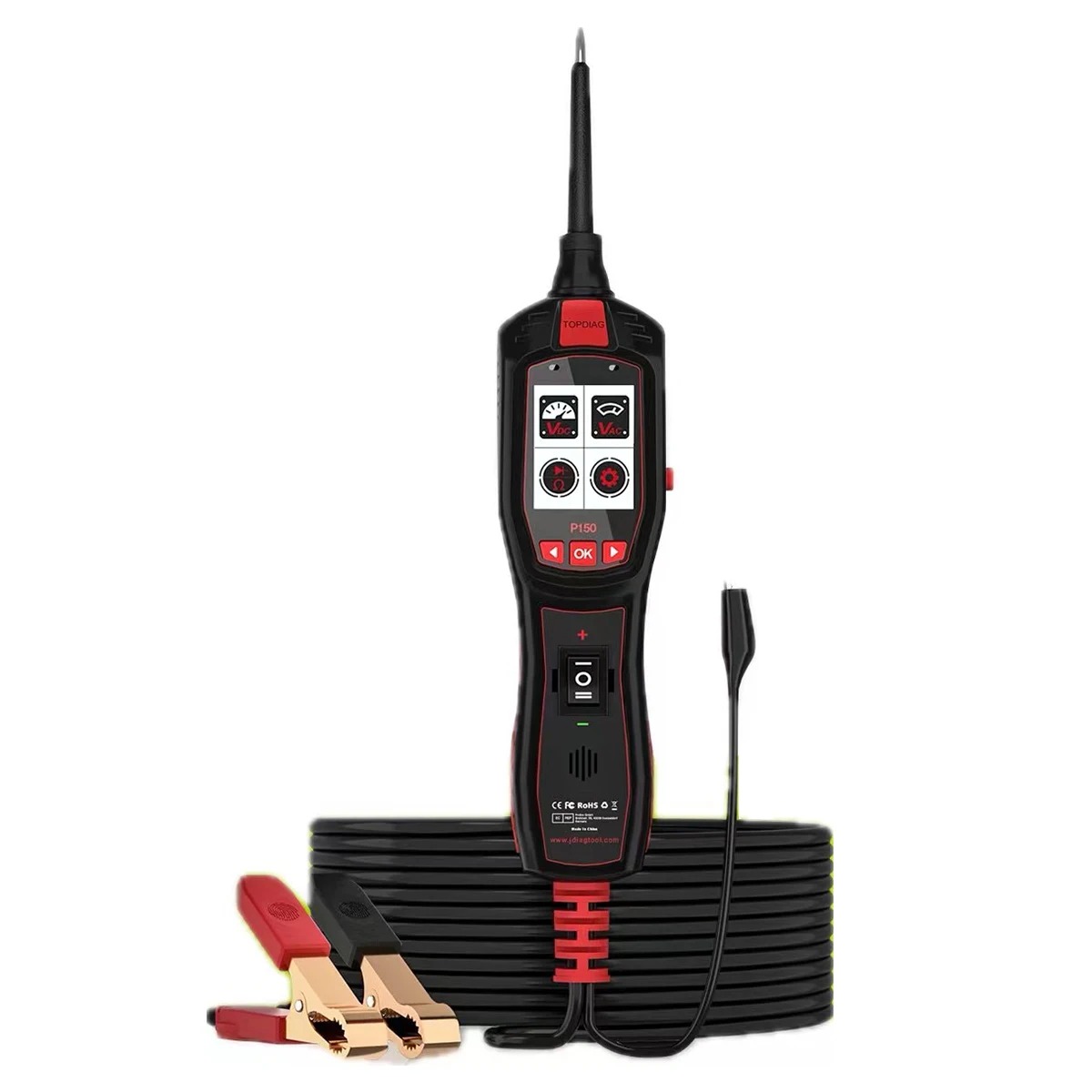 JDiag P150 Original Automotive Circuit Tester Power Circuit Probe Kit Built-in Flashlight Electrical System Diagnostic Tools