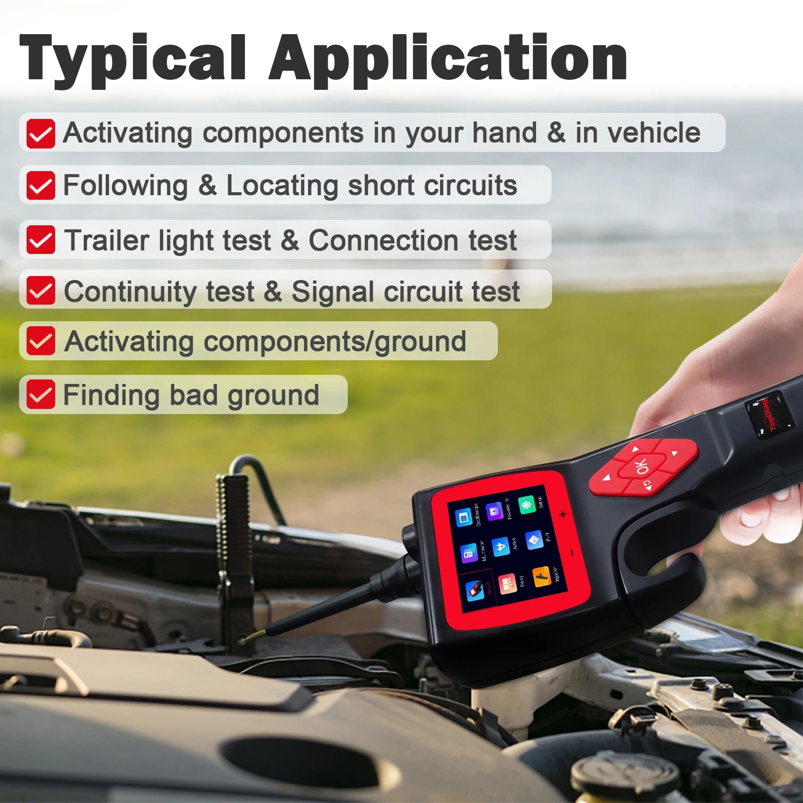 JDiag P200 Car Circuit Tester Analyzer Power Tester Digital Test Full Electrical System Detector Multimeter