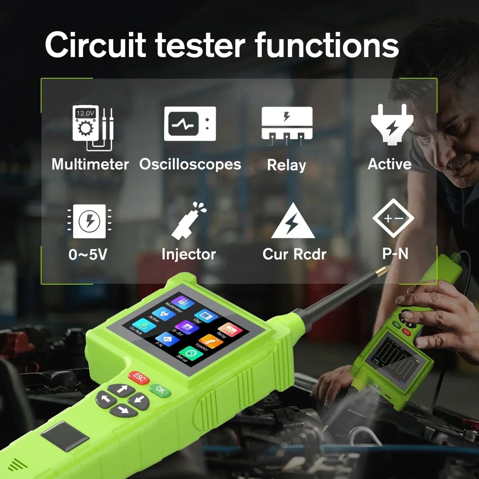 JDiag TopDiag P200 Pro Automotive Electric Circuit Tester Power Probe Supports All Vehicle Electrical Systems