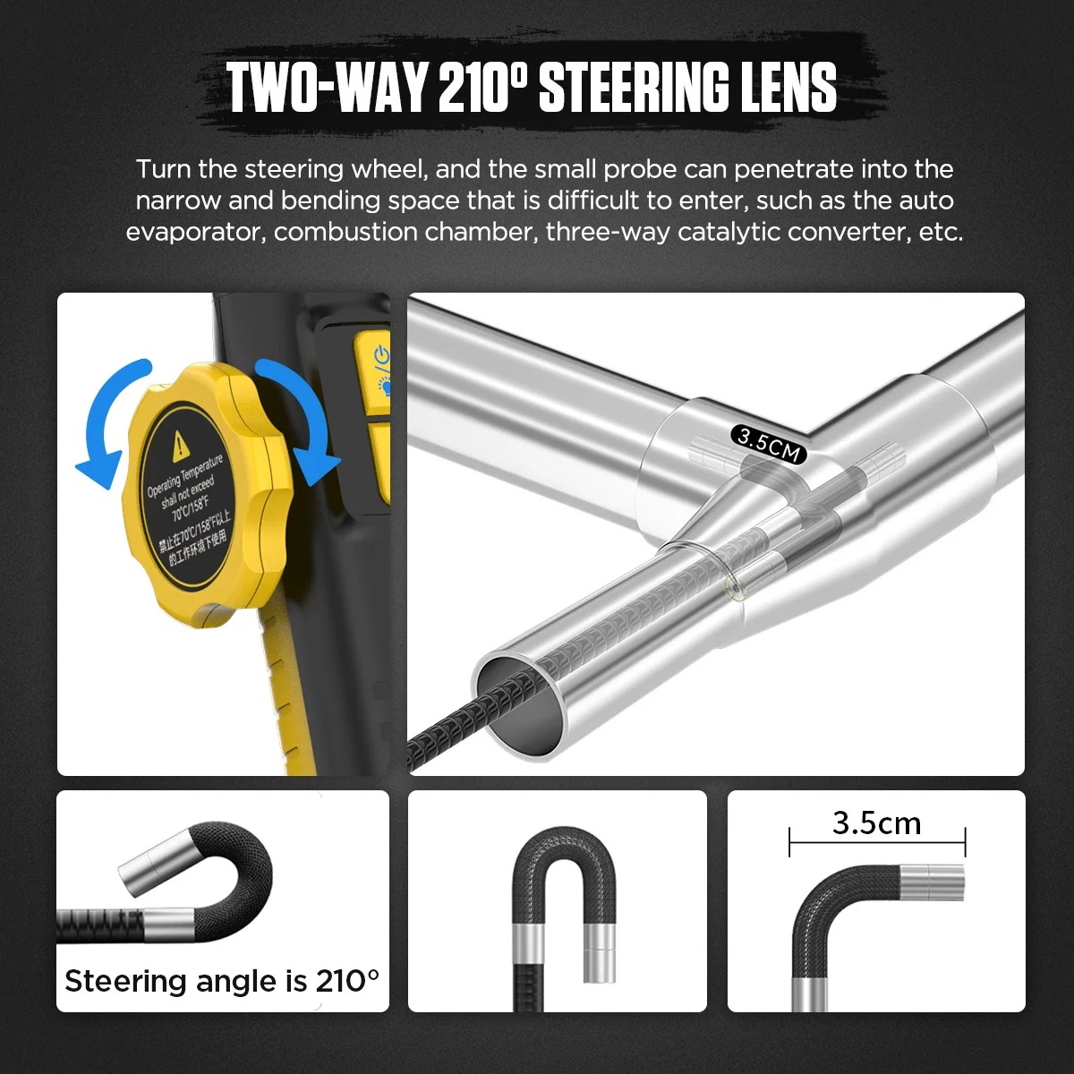 AUTOOL SVB302 Car Endoscope 1080HD 210° Multilingual LED Light Autofocus Camera Lens Flaw Detection  Automotive for Android/ IOS