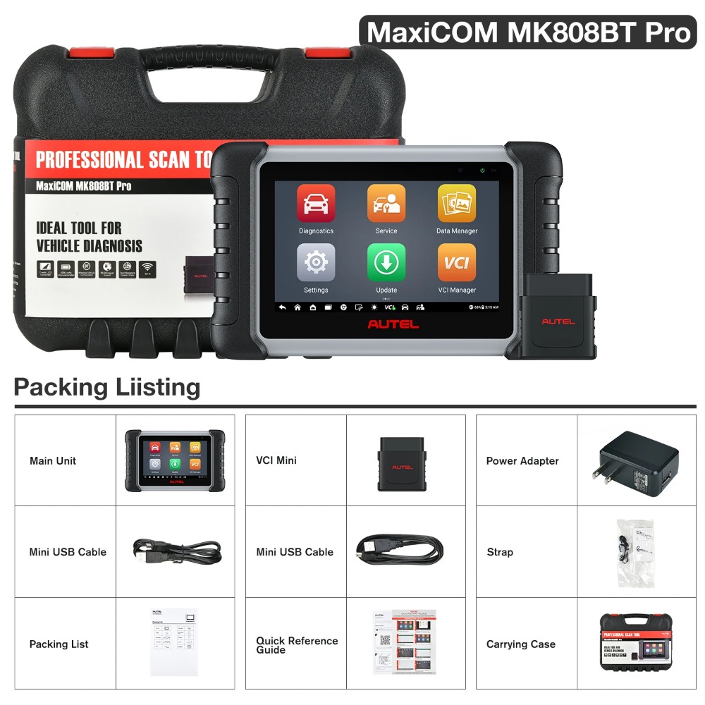 Autel MaxiCOM MK808BT PRO OBD2 Scanner Code Reader All System Diagnosis Scan Tool Active Test Bluetooth Scanner 