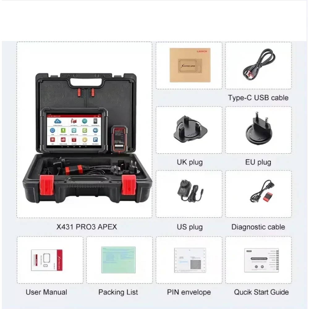 AUNCH X431 PRO3S+ V5.0 Functions Diagnostic Tools Auto OBD2 Scanner CAN FD RESET IMMO Topology Mapping for 12V & 24V Truck