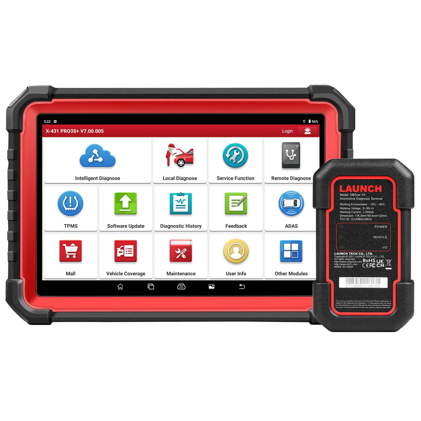 LAUNCH X431 PRO3S+ With Smartlink C2.0 Truck Module Diesel Scan tool 12V&24V, Bi-Directional, ECU Coding, Support CANFD &DOIP, J2534 Programming