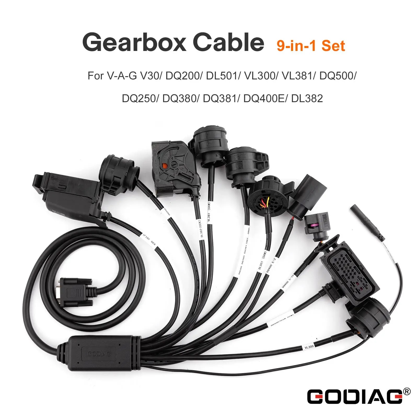 GODIAG VAG Gearbox Cable 9 in 1 Set for DQ200/ DL501/ VL300/ VL381/ DQ500/ DQ250/ DQ380 used with AUTEL GBOX/ XHORSE Multiprog