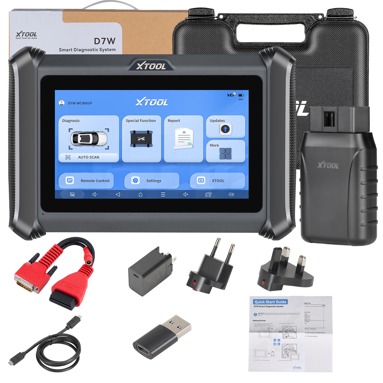 XTOOL D7W D7WIFI Bi-directional All Systems Diagnostic & Key Programmer Support ECU Coding CAN FD & DOIP 40+ Services