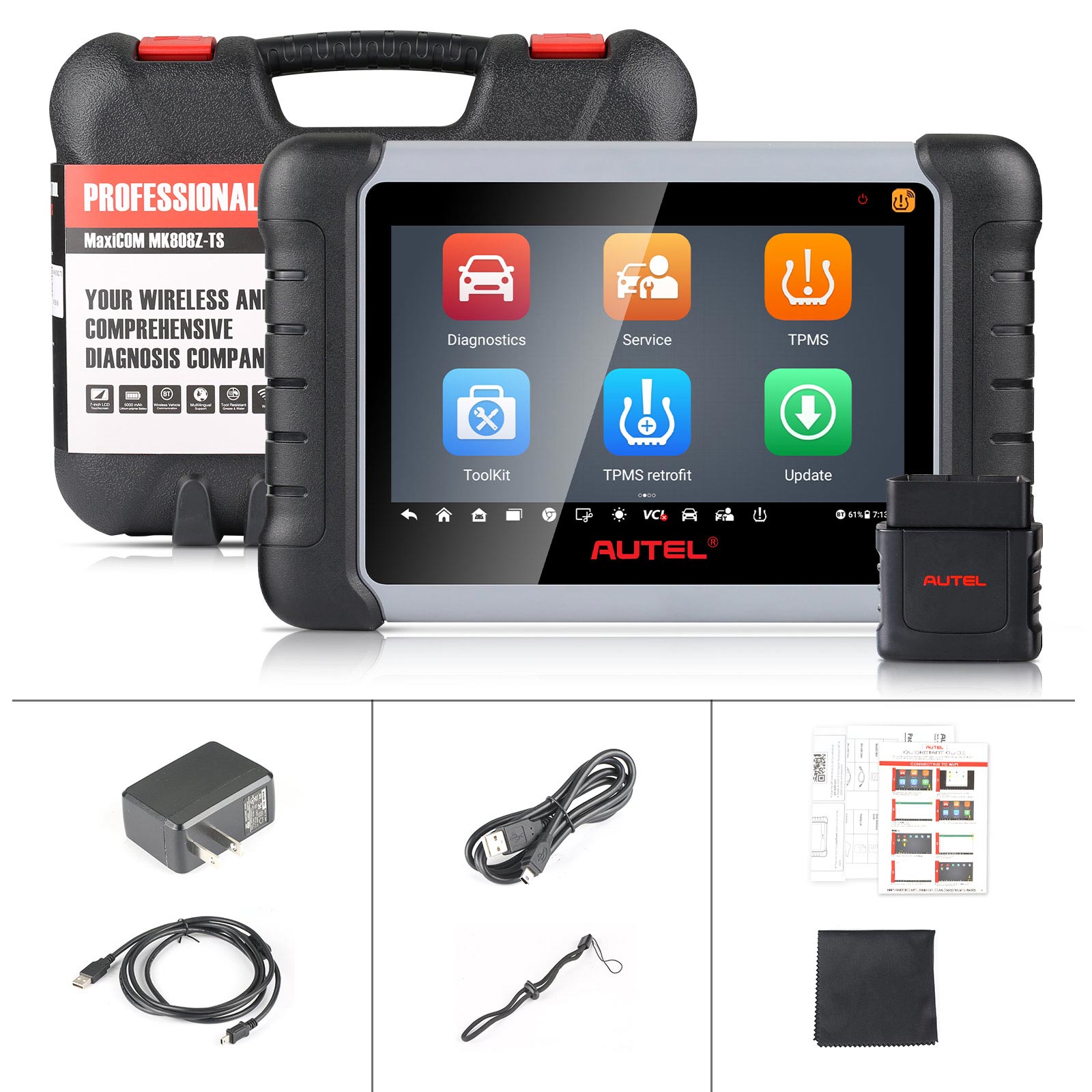 Autel MaxiCOM MK808S-TS TPMS Relearn Tool Support Sensor Programming and Battery Testing Functions MK808S TS