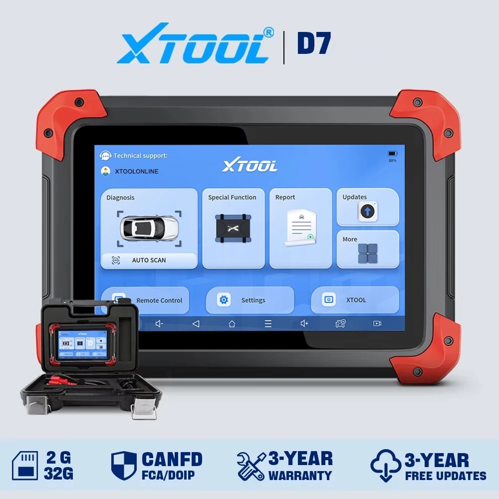 XTOOL D7 Automotive Diagnostic Tool, Bi-Directional Scan Tool with OE-Level Full Diagnosis, 36+ Services, IMMO/Key Programming, ABS Bleeding