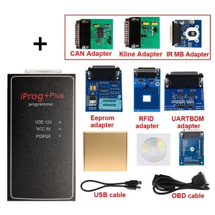 10pcs/lot Iprog Plus with 7 Adapters Iprog 3in1 IPROG Programmer Replace Carprog/Tango/Digiprog IMMO+Airbag Reset ECU Programmer