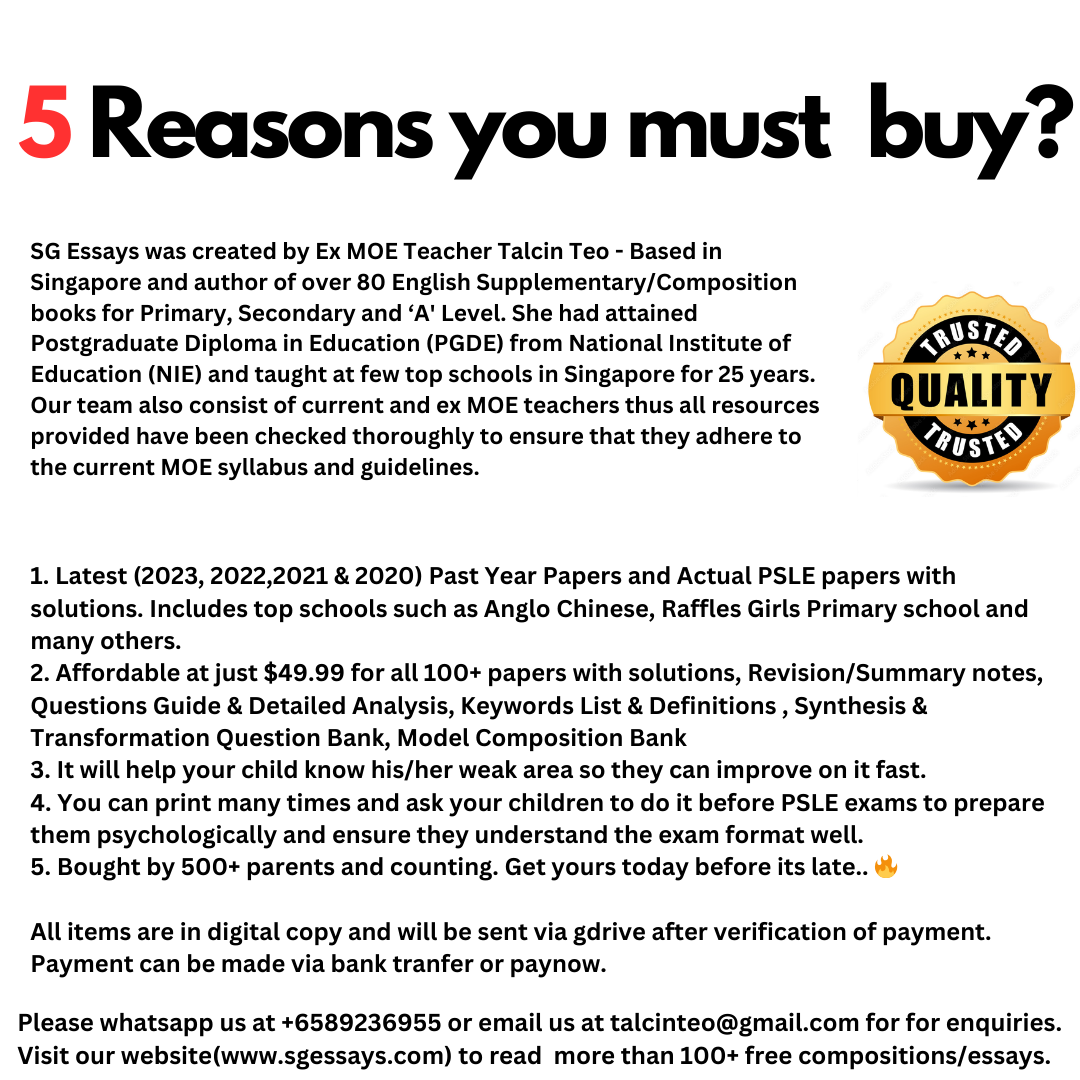 P1 to P4 Revision Package (English Math Science Chinese Higher Chinese   | Notes | Past Year Papers | Topical Question Bank | Answering Guide | Summary Sheets)