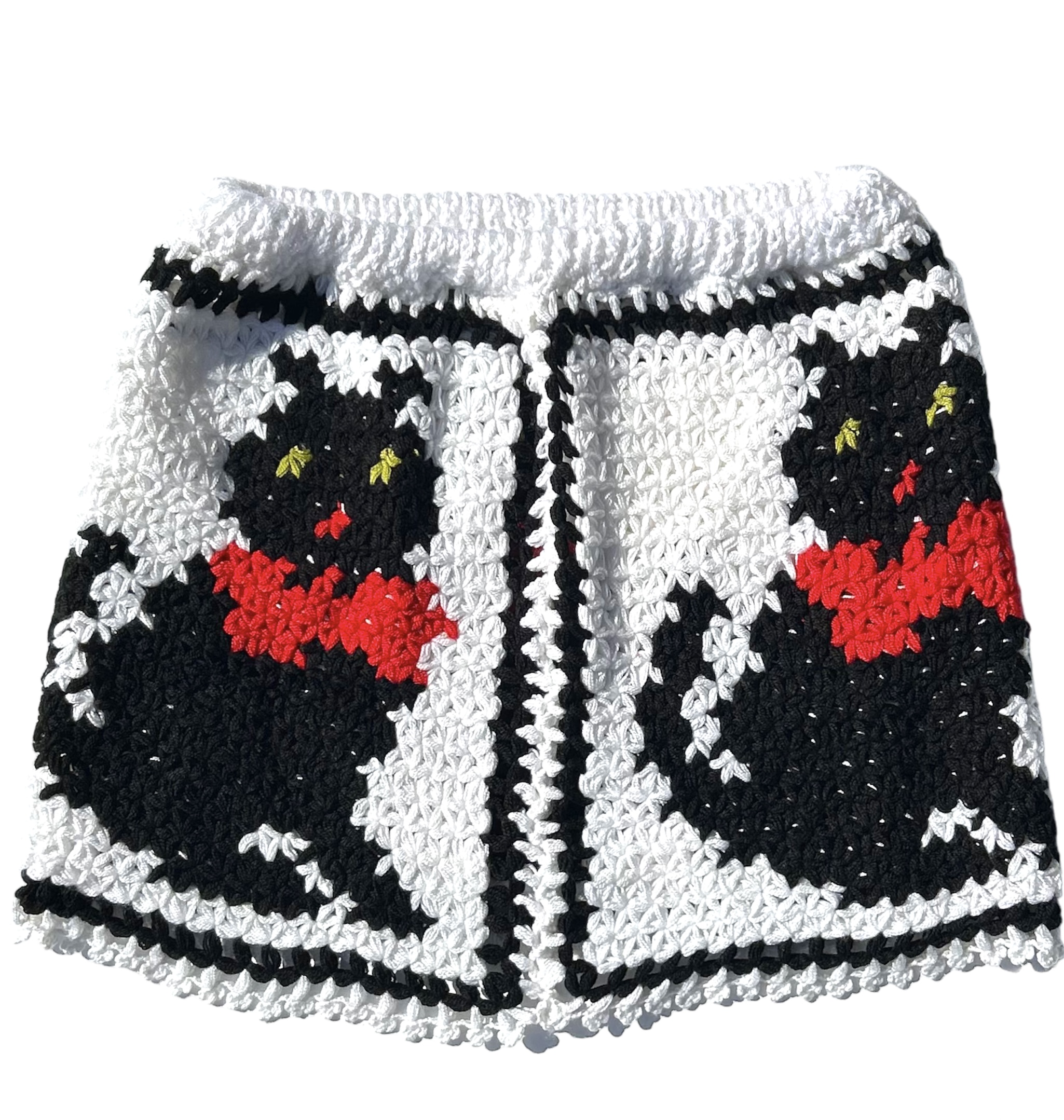 Kit Cat White Upcycled Crochet Skirt 