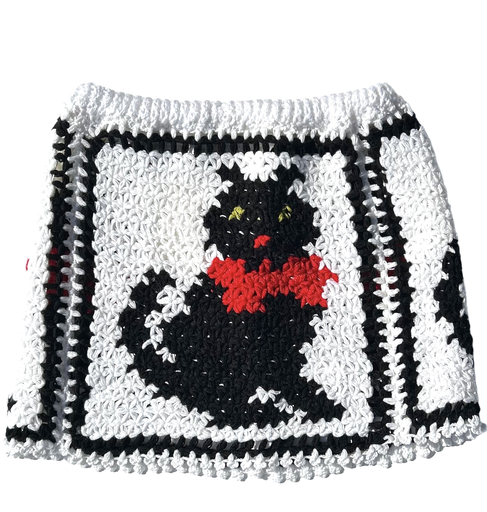 Kit Cat White Upcycled Crochet Skirt
