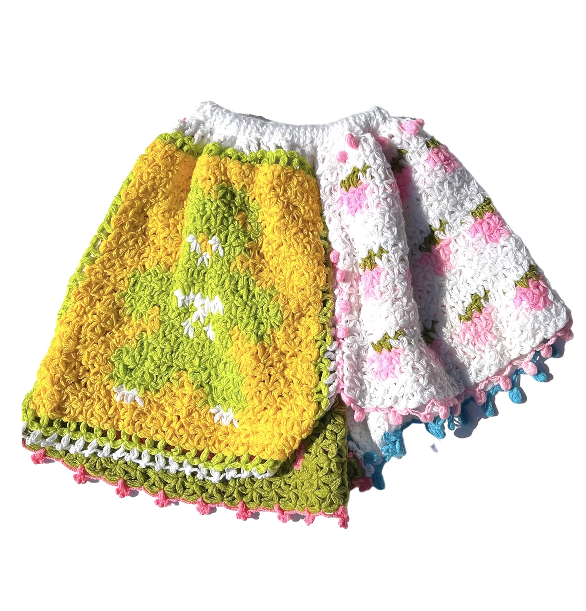 Patchwork Asymmetrical Upcycled Crochet Skirt 