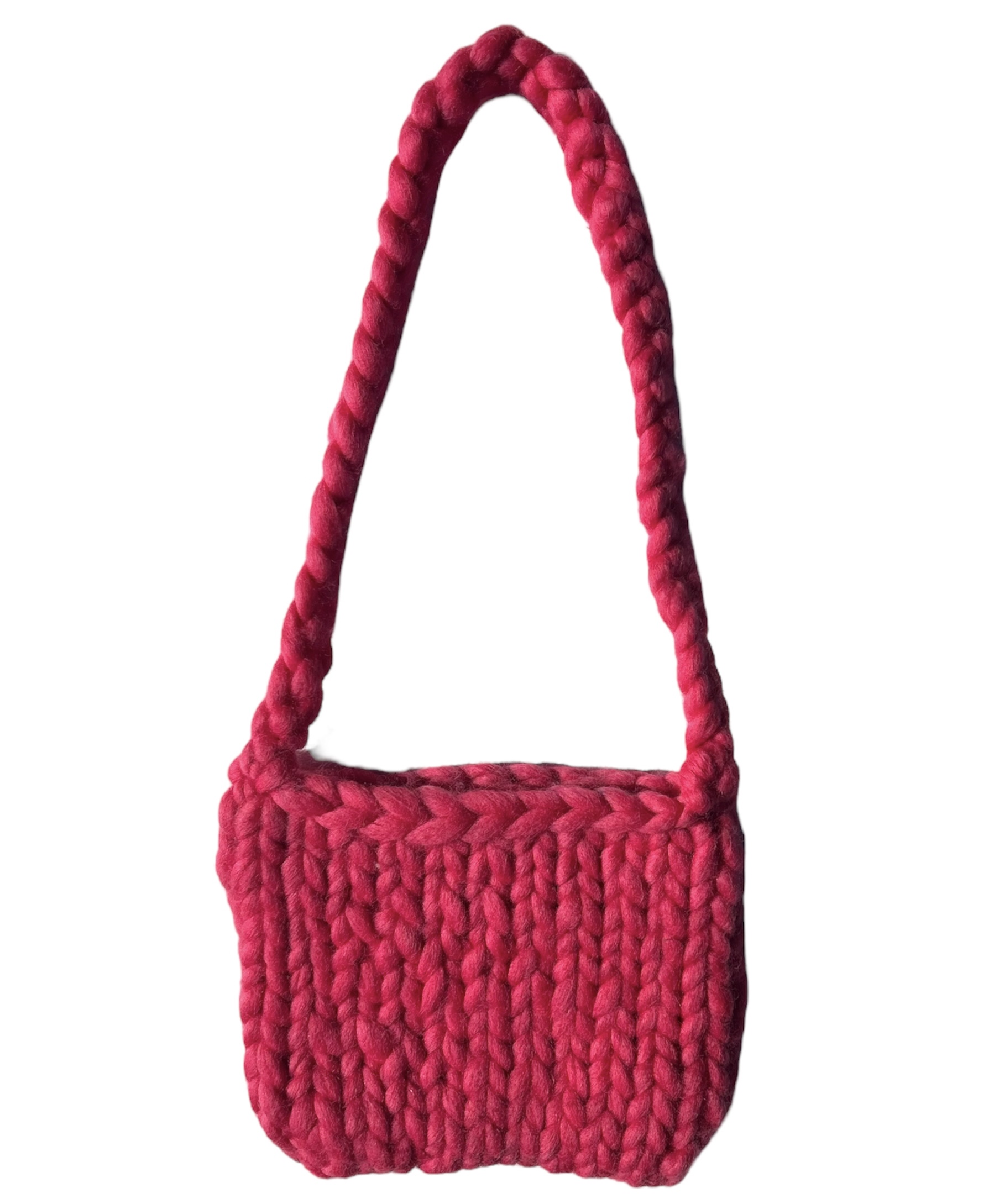 Gulabi Pink Chunky Wool Knit Shoulder bag