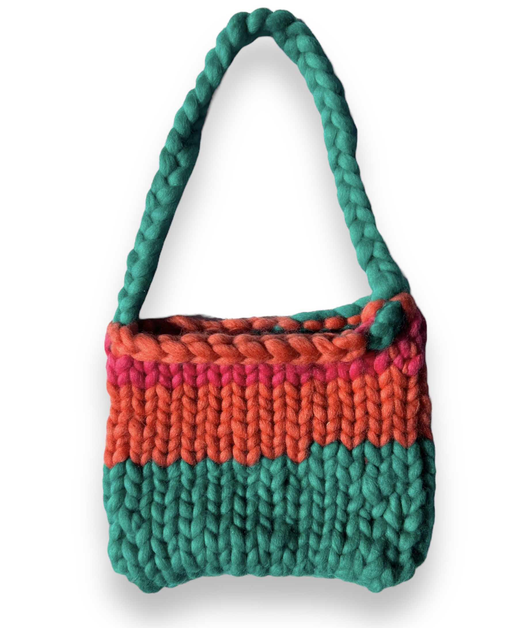 Patchwork Chunky Wool Knit Shoulder bag
