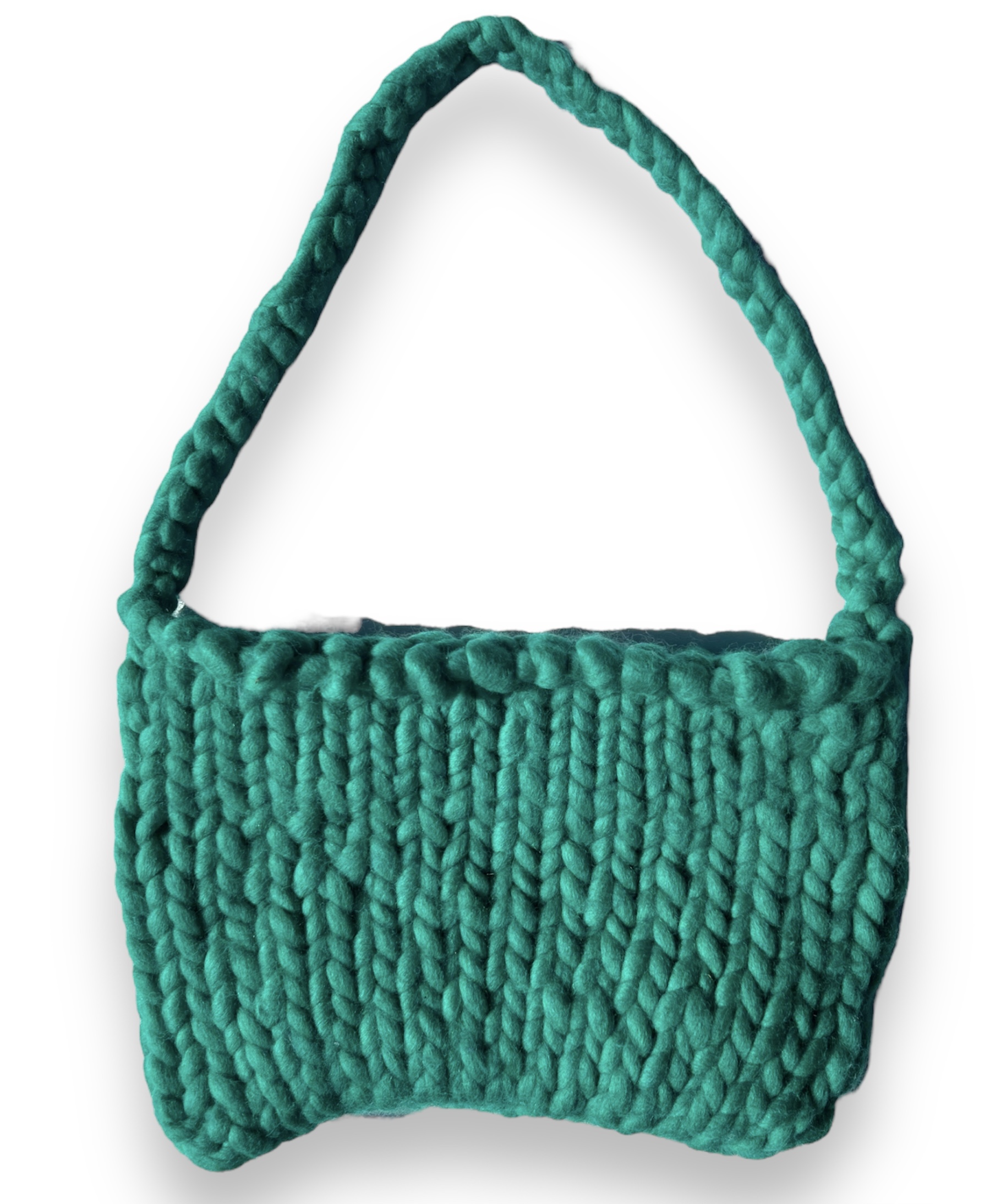 Large Hara Green Wool Knit Shoulder bag