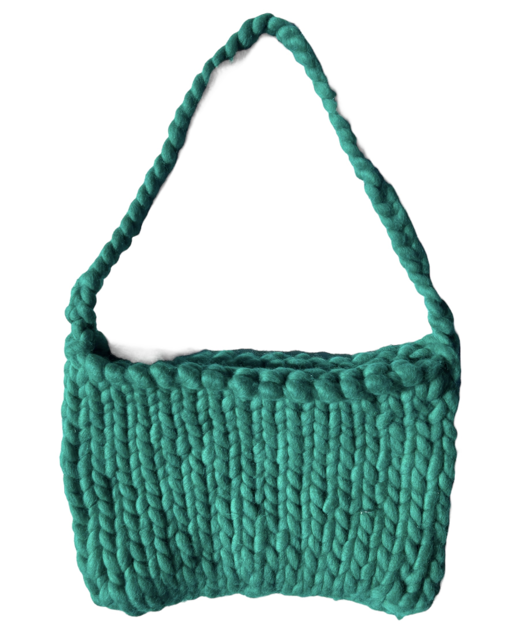 Large Hara Green Wool Knit Shoulder bag