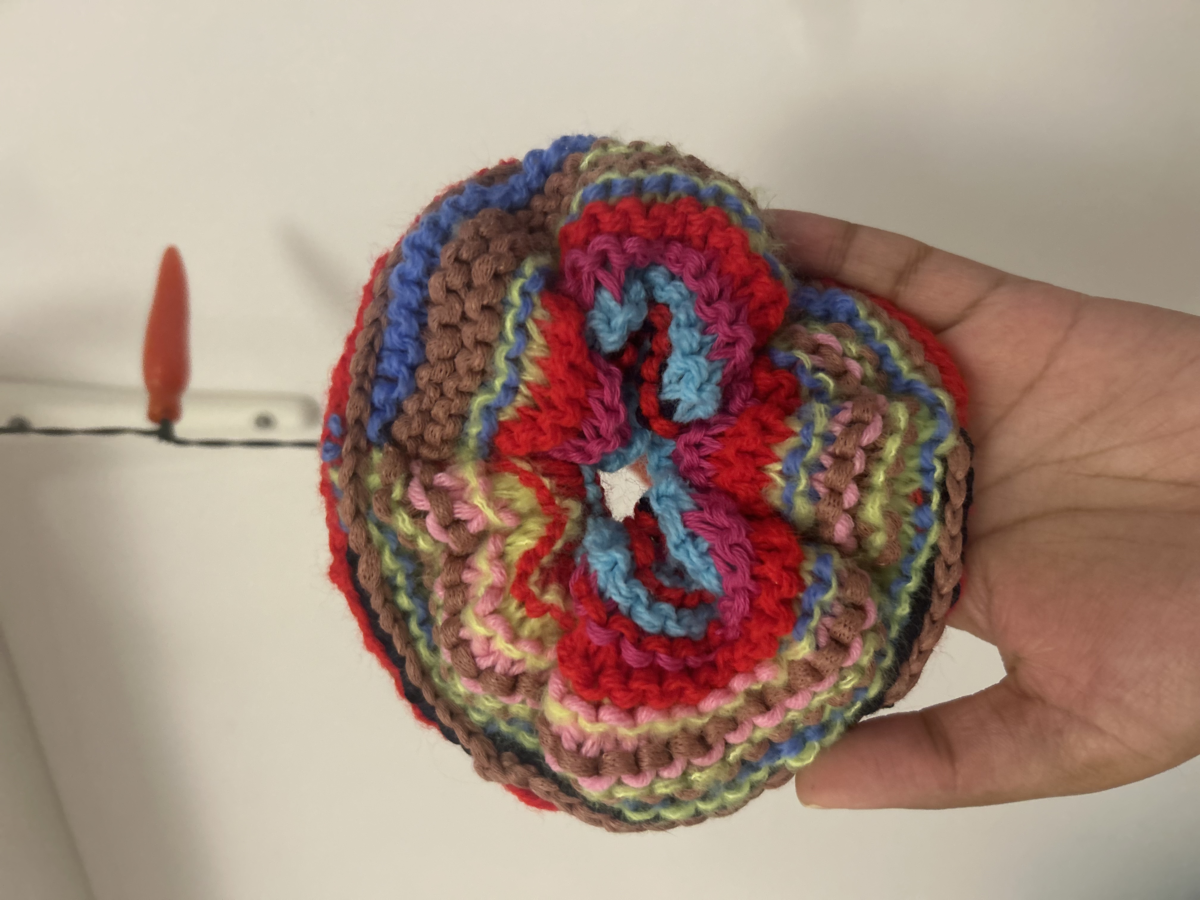 Multicoloured Hand Knit Scrunchies